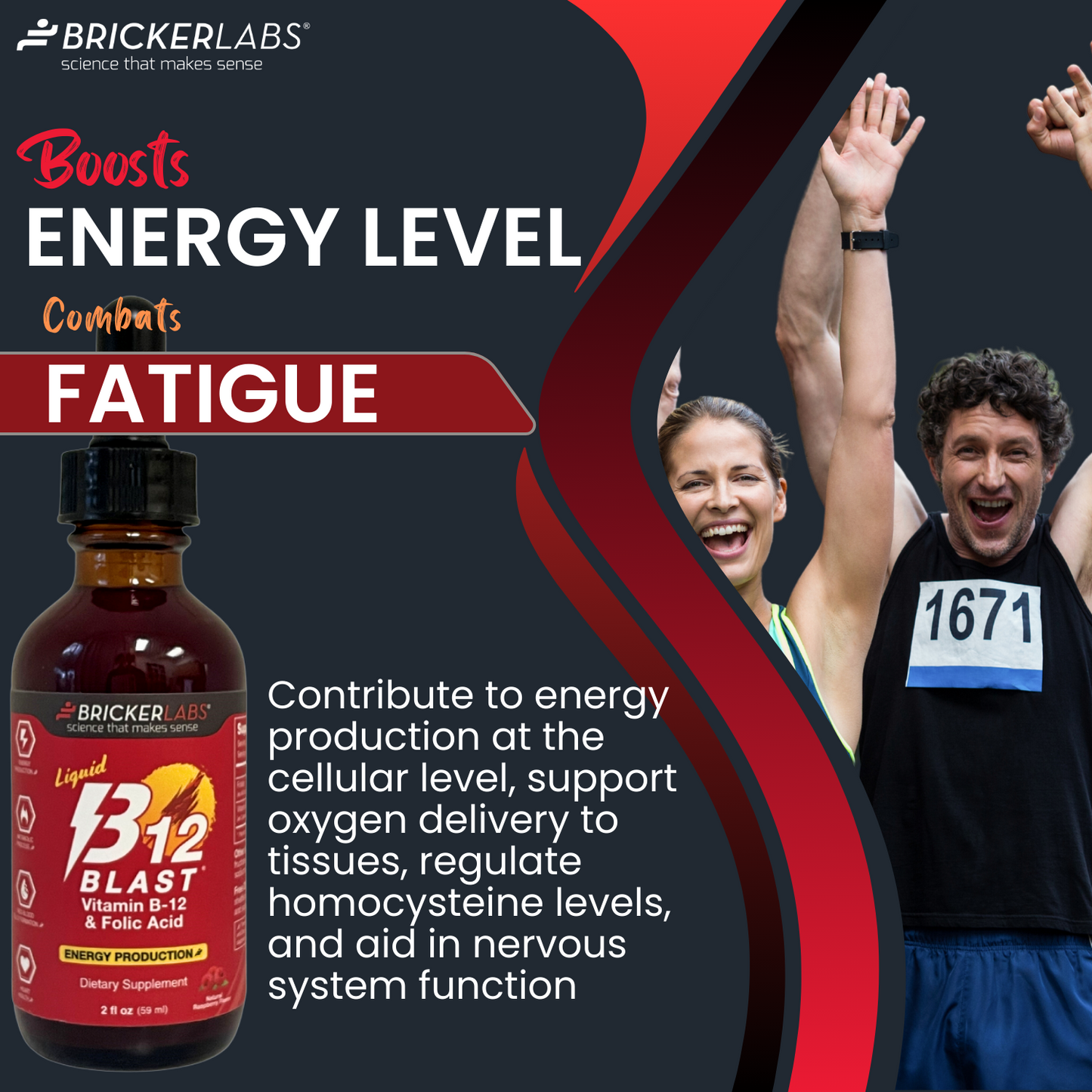 B-12 Blast® Vitamin B12 & Folic Acid - Sublingual Liquid Vitamin B12 - Energy Vitamins