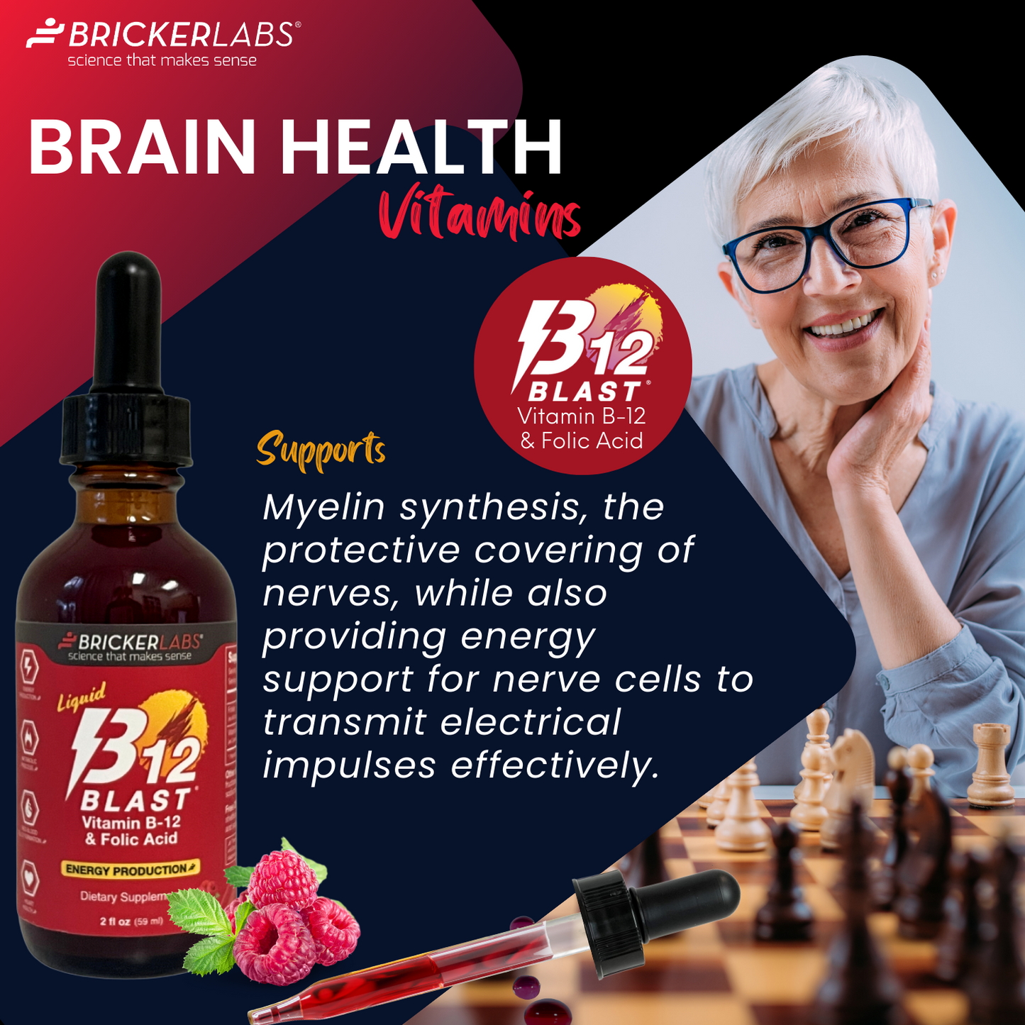 B-12 Blast® Vitamin B12 & Folic Acid - Sublingual Liquid Vitamin B12 - Energy Vitamins