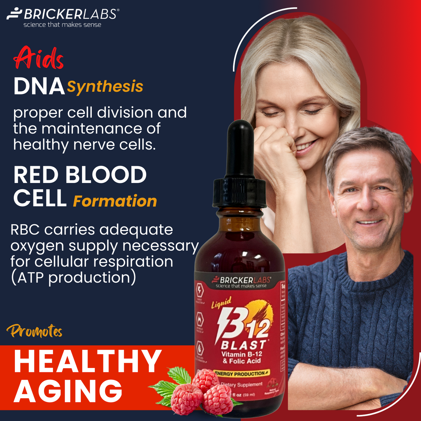 B-12 Blast® Vitamin B12 & Folic Acid - Sublingual Liquid Vitamin B12 - Energy Vitamins