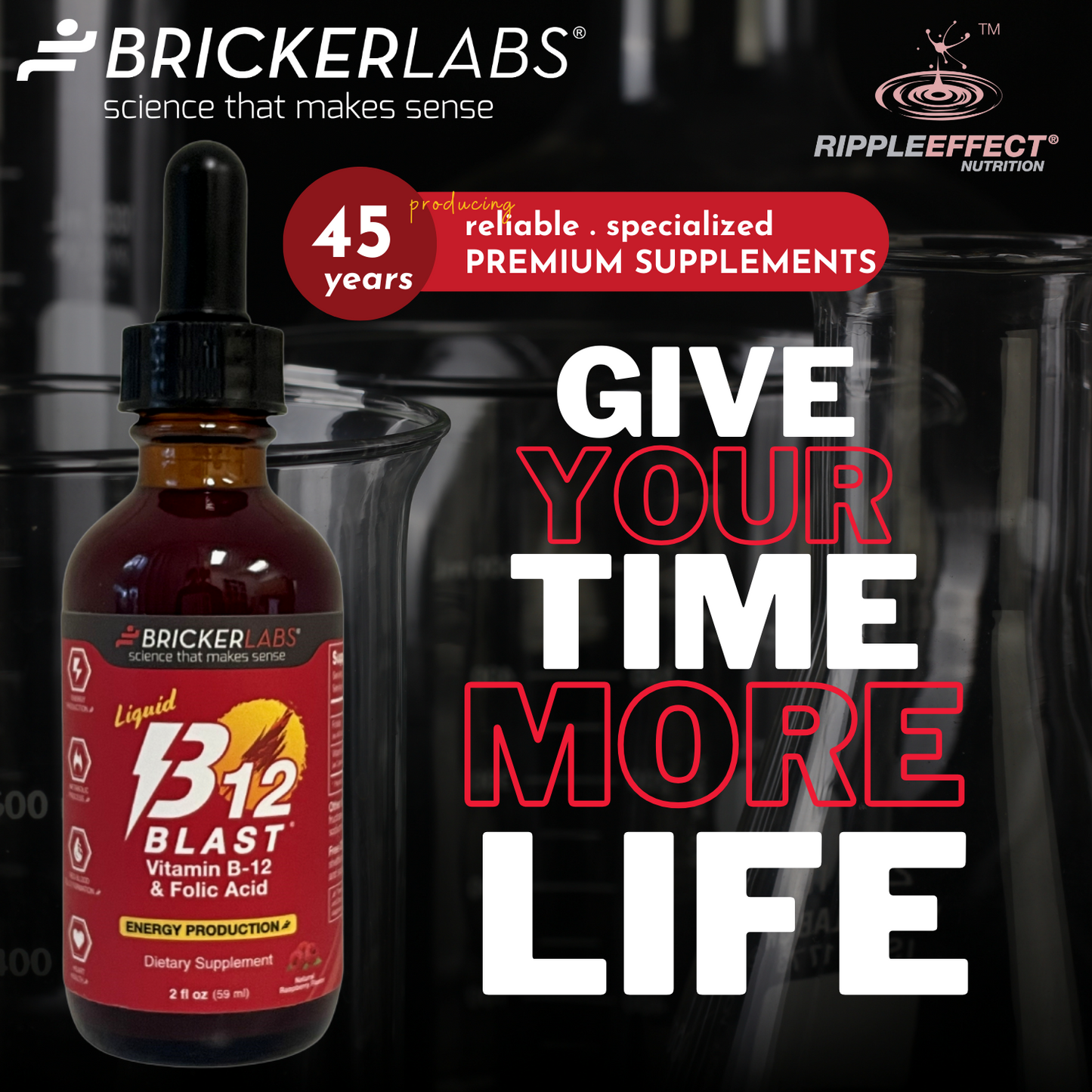 B-12 Blast® Vitamin B12 & Folic Acid - Sublingual Liquid Vitamin B12 - Energy Vitamins