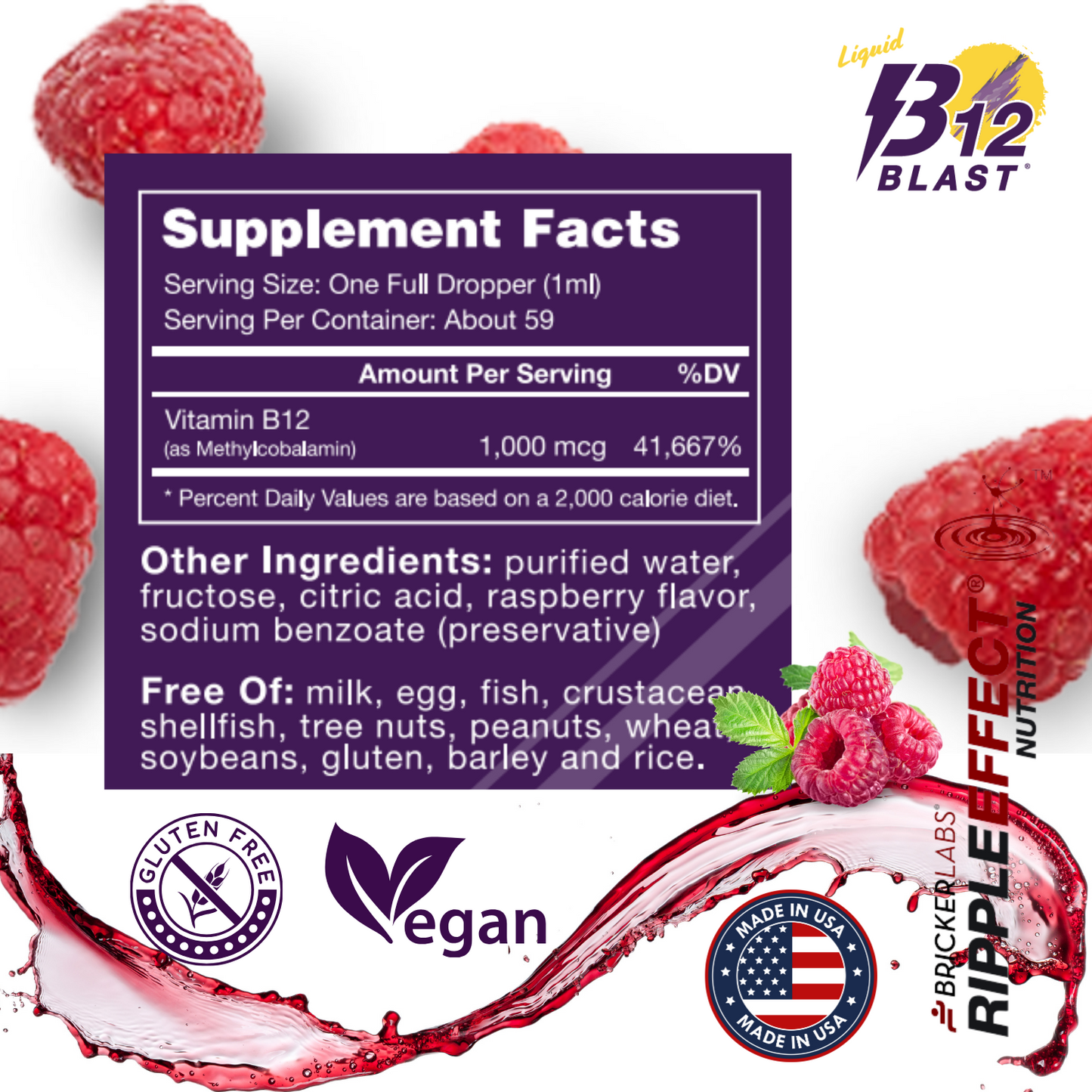 B-12 Blast® Liquid Methylcobalamin 1000mcg liquid vitamin B12