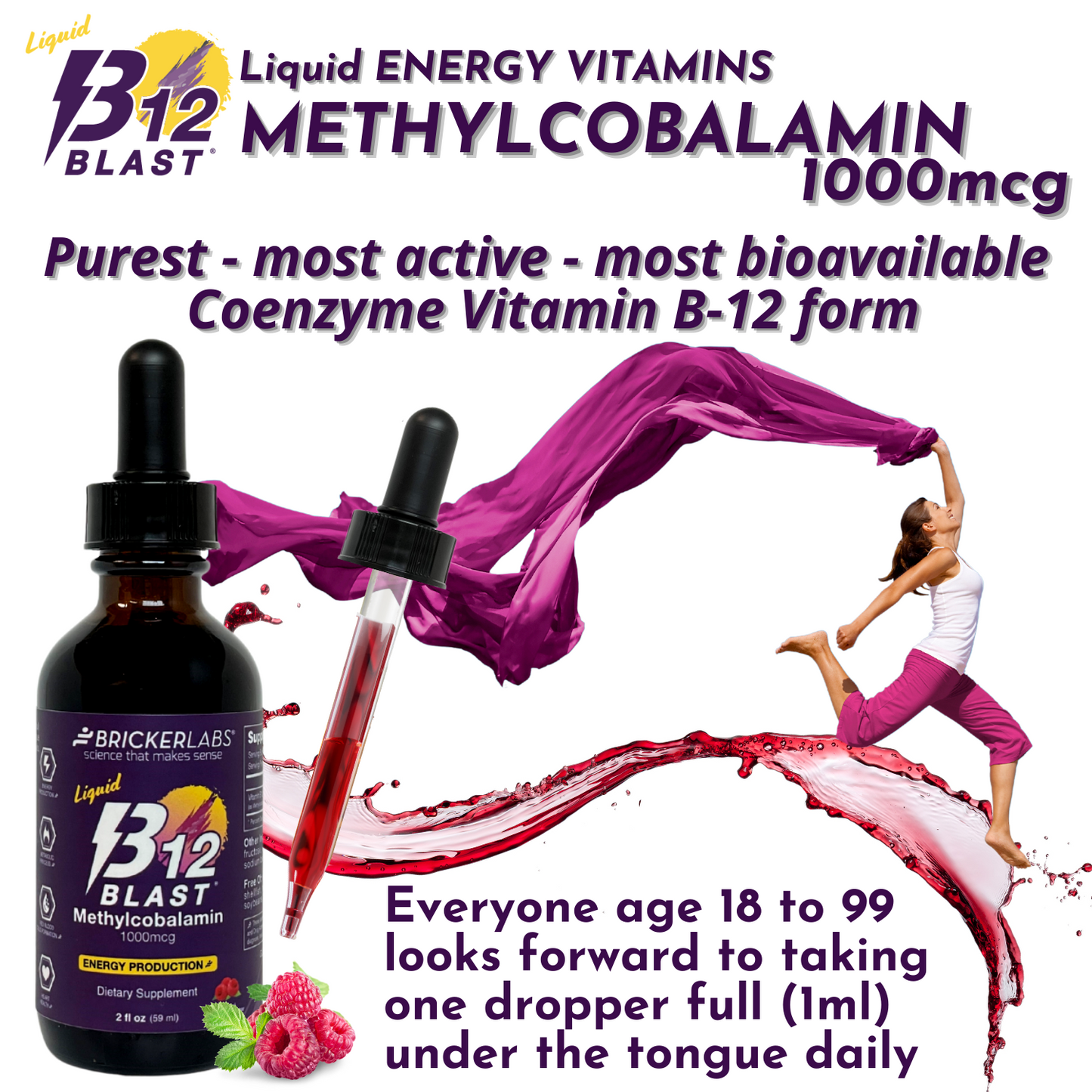 B-12 Blast® Liquid Methylcobalamin 1000mcg liquid vitamin B12