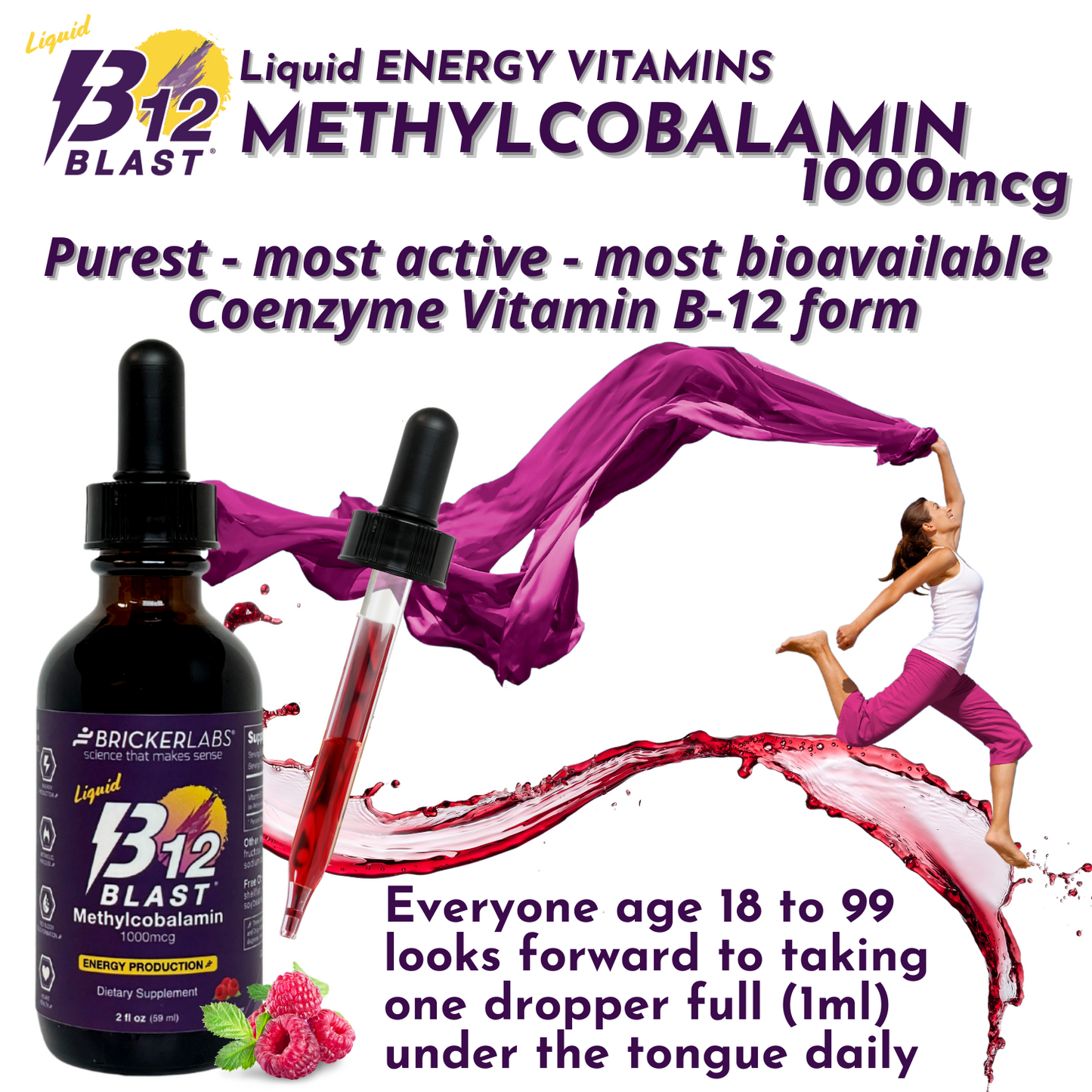 B-12 Blast® Liquid Methylcobalamin 1000mcg  liquid vitamin B12