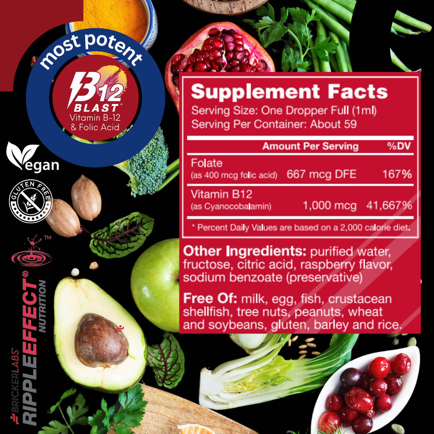 B-12 Blast® Vitamin B12 & Folic Acid - Sublingual Liquid Vitamin B12 - Energy Vitamins