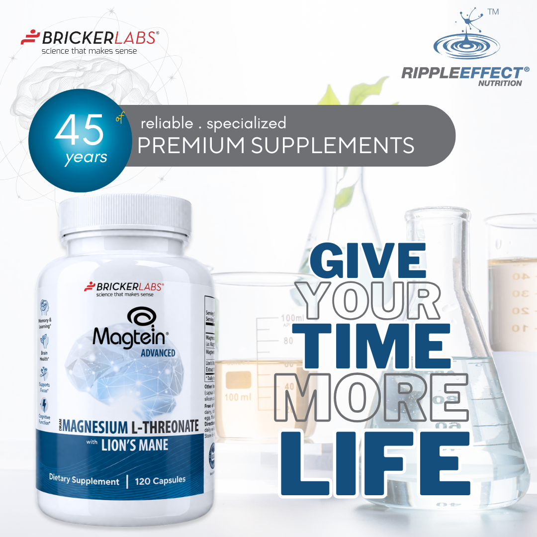 Bricker Labs Magtein® & Lion’s Mane-Advanced Magnesium L-Threonate Formula for Brain Health, Memory & Focus-Cognitive Support Supplement, 120 Capsules