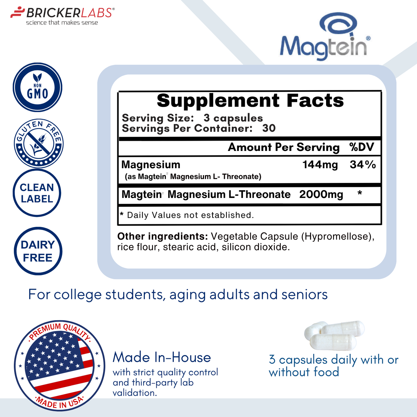 MAGTEIN │Magnesium L Threonate - Memory and Learning Brain Health Supplement