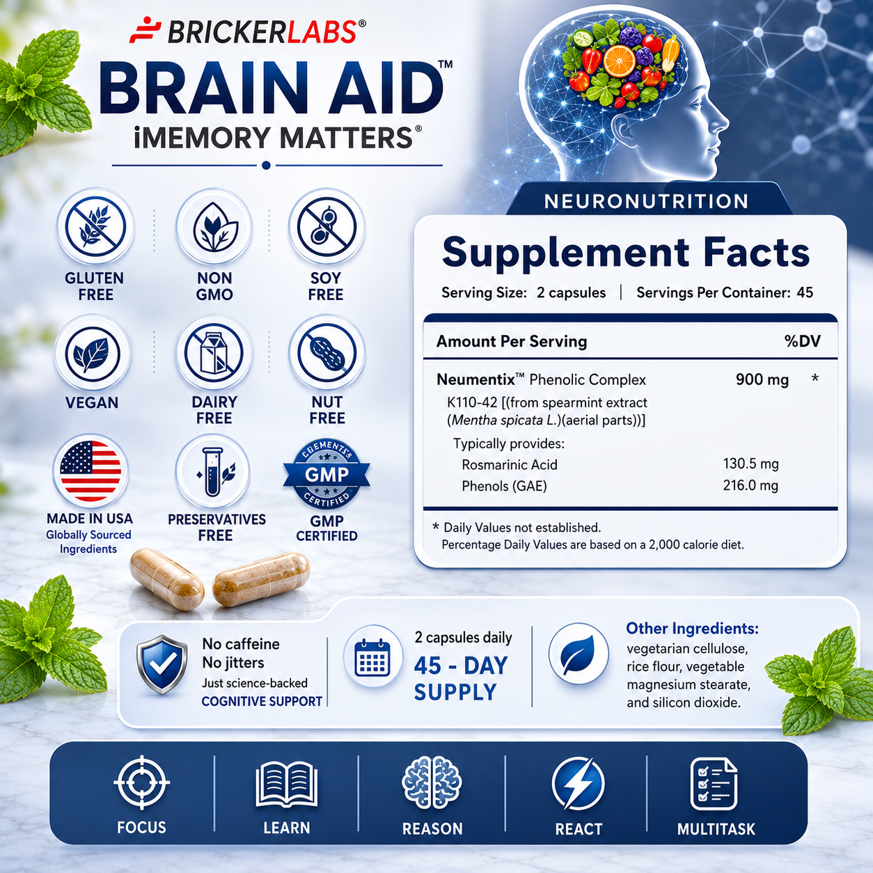 Brain Aid™ Memory Matters with Neumentix Brain Health Supplement