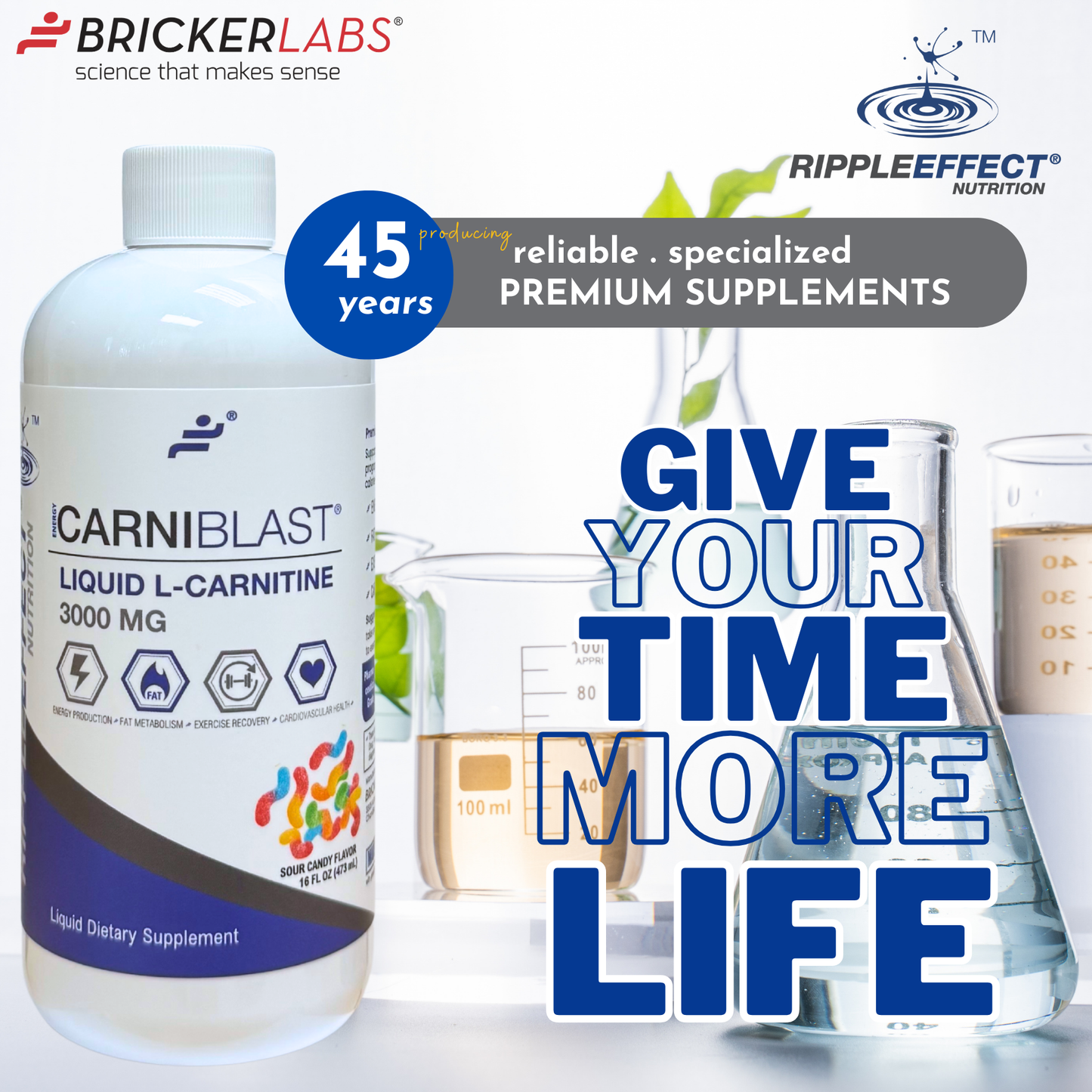 Bricker Labs CARNIBLAST Liquid L-Carnitine 3000mg plus GBB