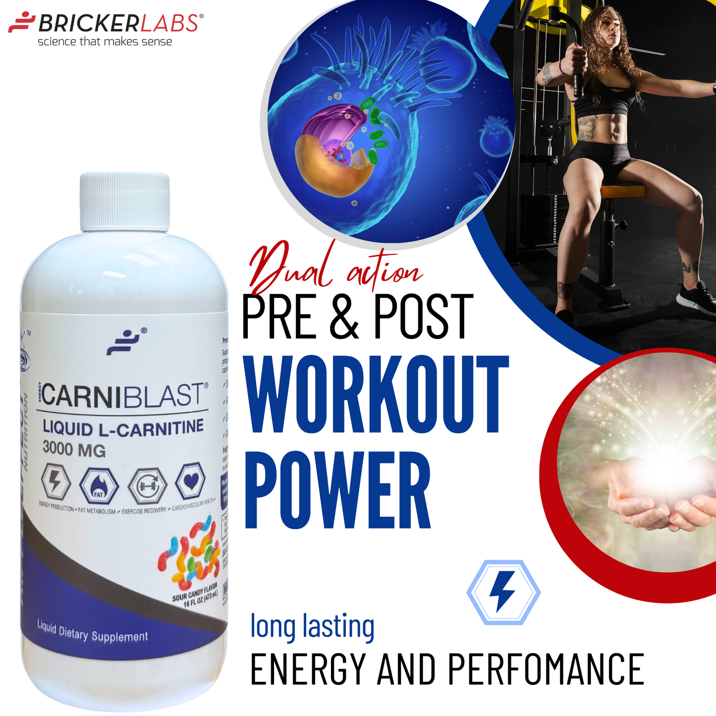 Bricker Labs CARNIBLAST Liquid L-Carnitine 3000mg plus GBB
