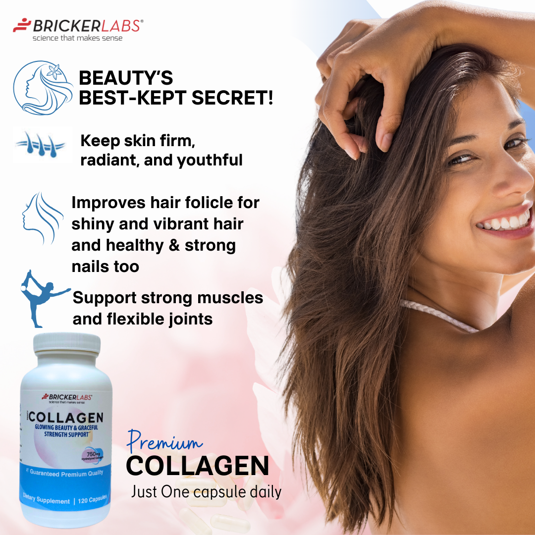 Collagen for Men & Women - Type I, III  Hydrolyzed Collagen Supplement 750mg, 1 collagen capsule daily - 120 servings