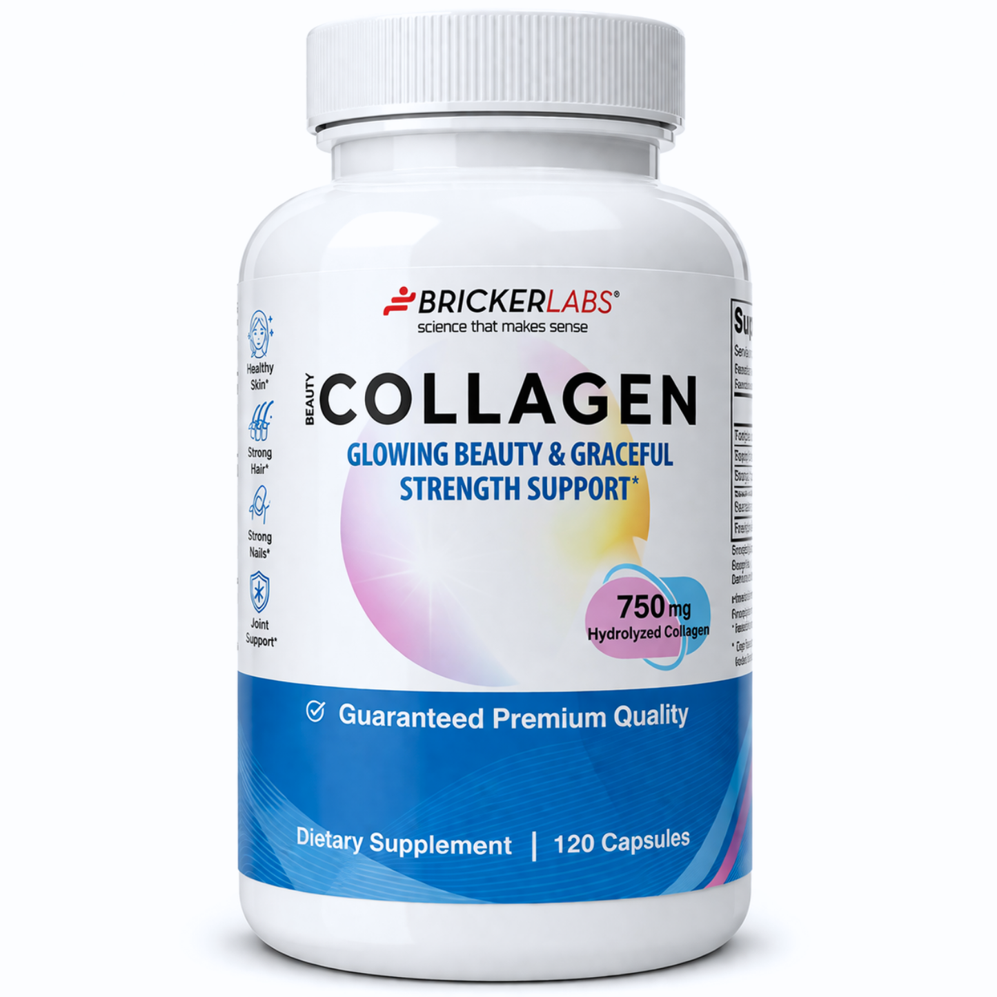 Collagen for Men & Women - Type I, III  Hydrolyzed Collagen Supplement 750mg, 1 collagen capsule daily - 120 servings