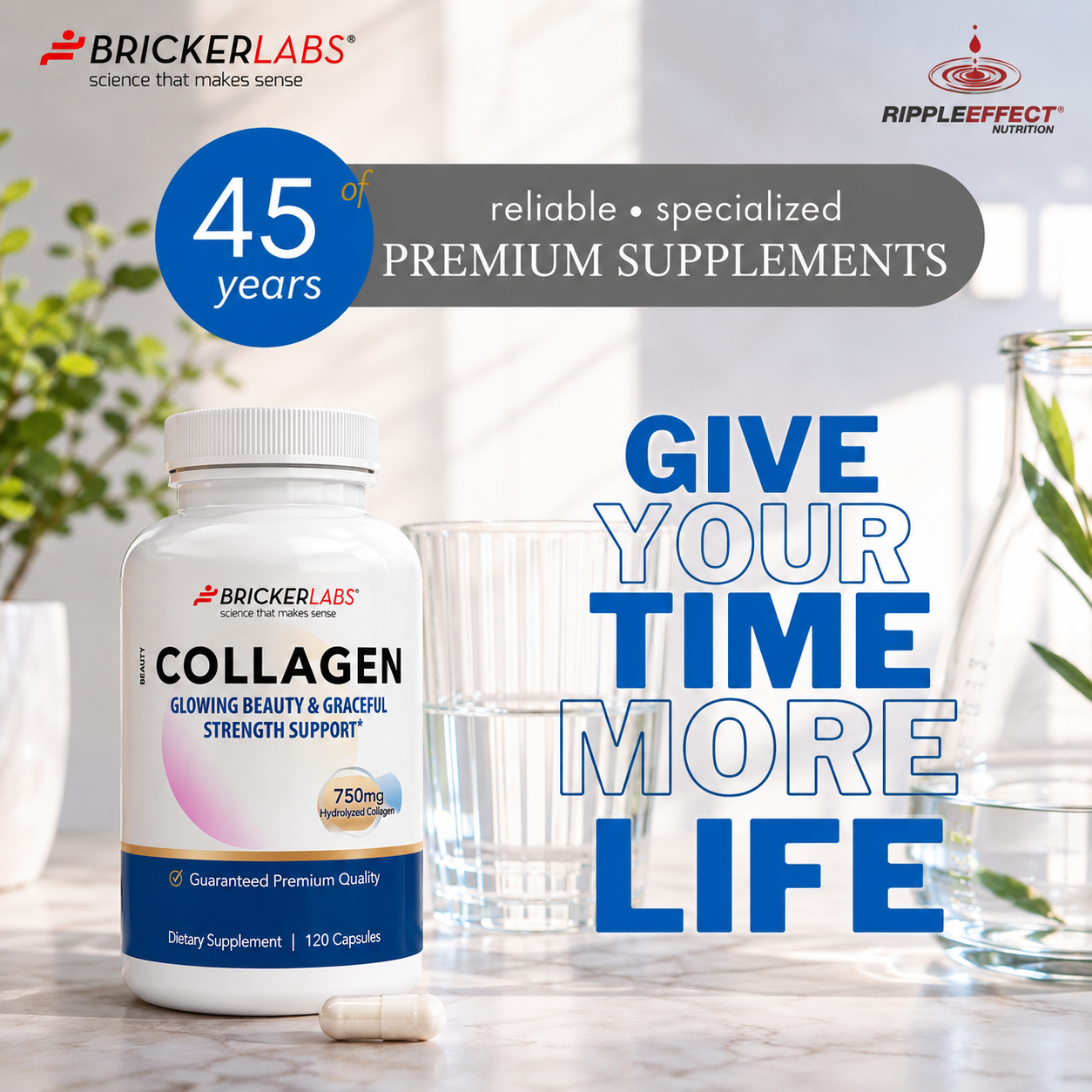 Collagen for Men & Women - Type I, III  Hydrolyzed Collagen Supplement 750mg, 1 collagen capsule daily - 120 servings