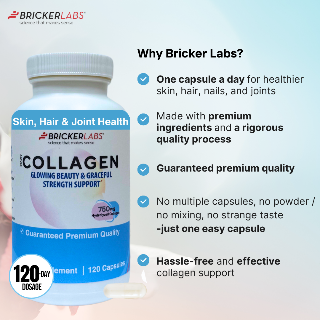 Collagen for Men & Women - Type I, III  Hydrolyzed Collagen Supplement 750mg, 1 collagen capsule daily - 120 servings