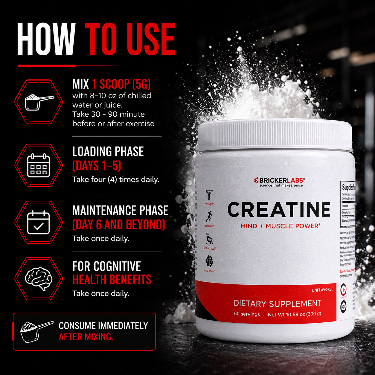 Creatine Monohydrate Powder – 5g per serving