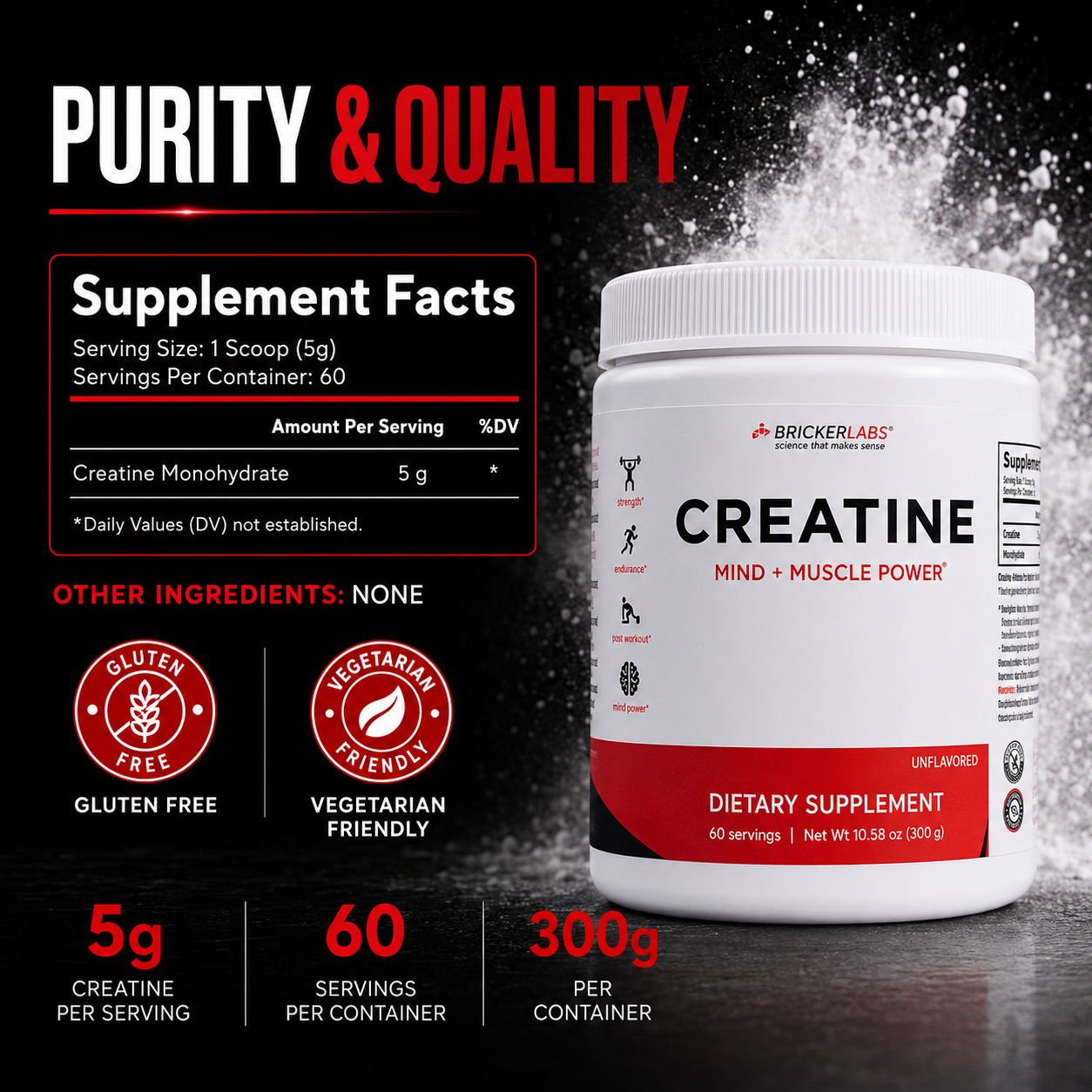 Creatine Monohydrate Powder – 5g per serving
