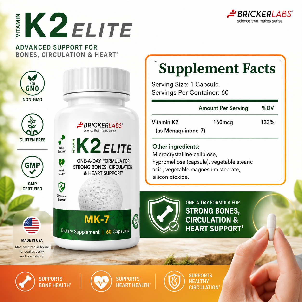 Vitamin K2 Elite – MK-7 Supplement 160mcg