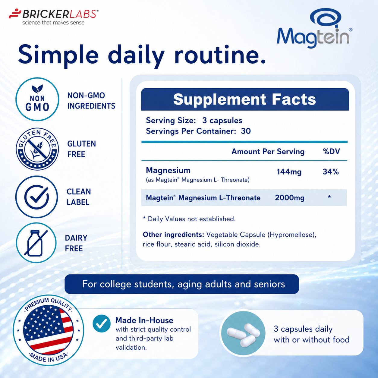 MAGTEIN │Magnesium L Threonate - Memory and Learning Brain Health Supplement