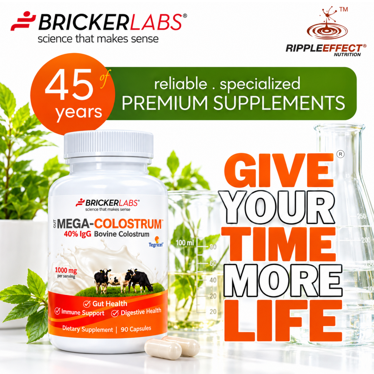 Mega-Colostrum Capsules, Gut Health, Immune Health, Healthy Skin & Hair 1000mg bovine colostrum 90 capsules