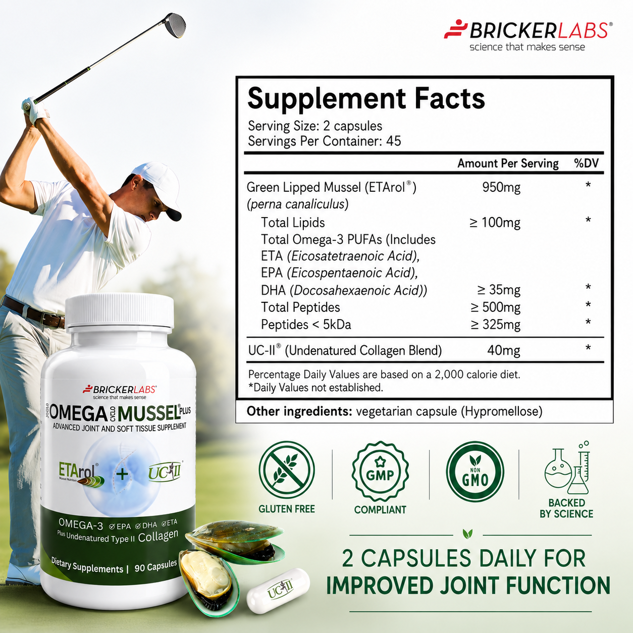 Omega Cyclo-Mussel Plus™ | Premium NZ Green Lipped Mussel plus UC-II 90ct