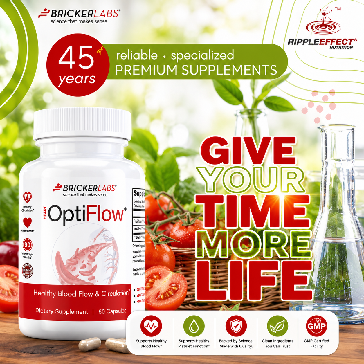OptiFlow Blood Circulation Vitamins, Naturally Supports Healthy Blood Flow. Blood Optimizer Supplement