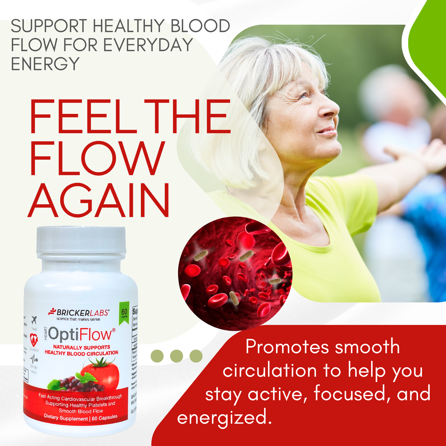 OptiFlow Blood Circulation Vitamins, Naturally Supports Healthy Blood Flow. Blood Optimizer Supplement