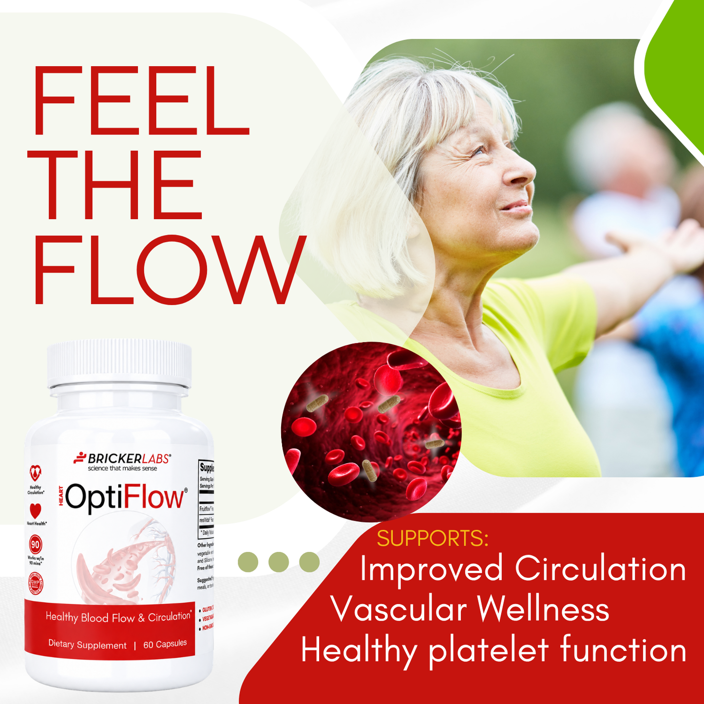OptiFlow Blood Circulation Vitamins, Naturally Supports Healthy Blood Flow. Blood Optimizer Supplement