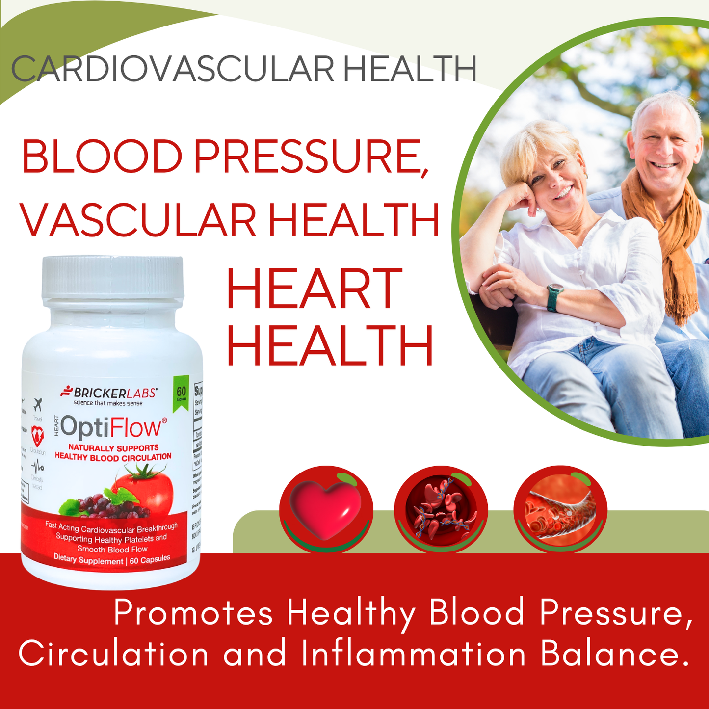 OptiFlow Blood Circulation Vitamins, Naturally Supports Healthy Blood Flow. Blood Optimizer Supplement