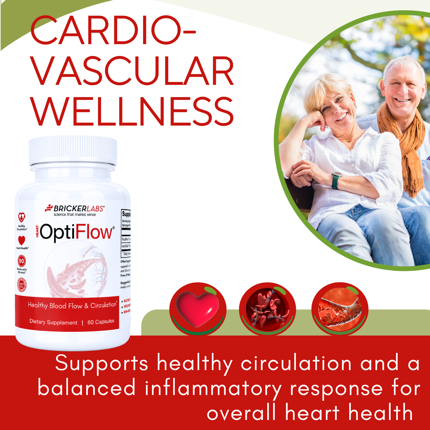 OptiFlow Blood Circulation Vitamins, Naturally Supports Healthy Blood Flow. Blood Optimizer Supplement