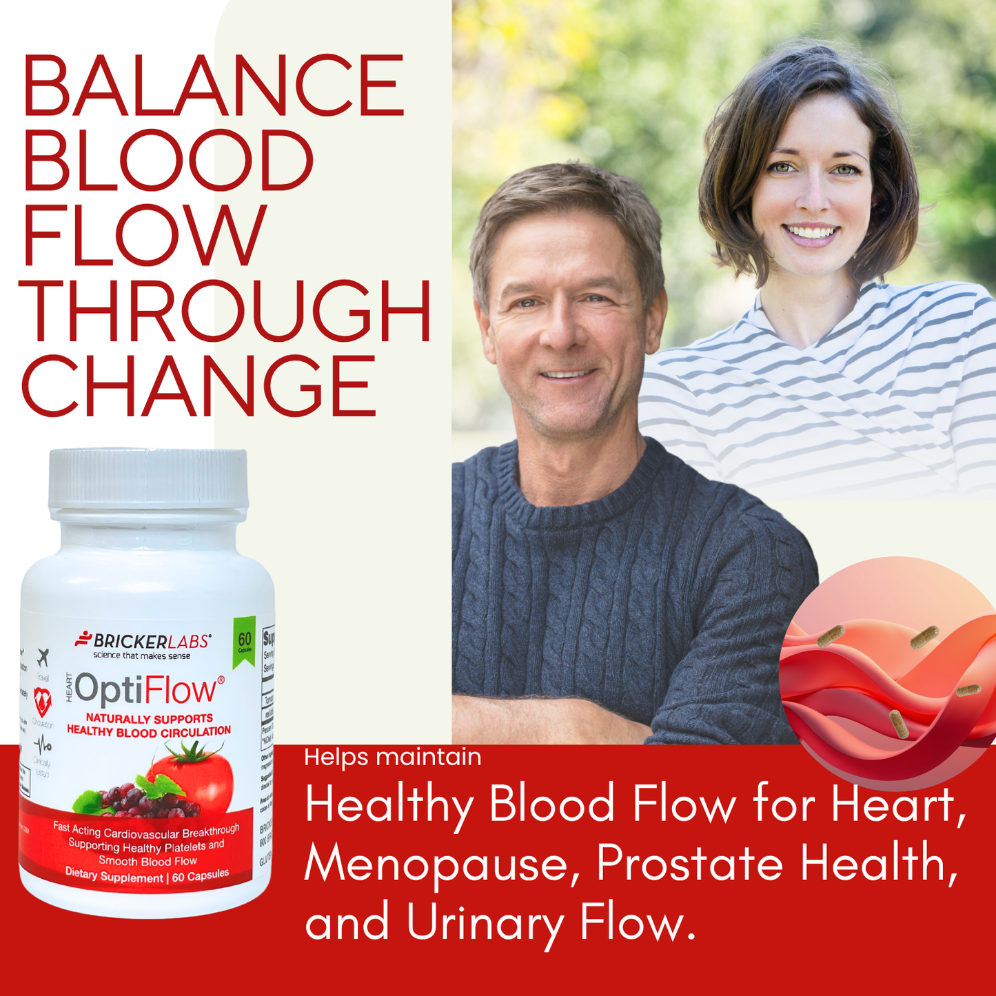 OptiFlow Blood Circulation Vitamins, Naturally Supports Healthy Blood Flow. Blood Optimizer Supplement